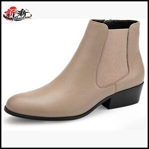 Genuine leather mid-calf boots with removable molded footbed